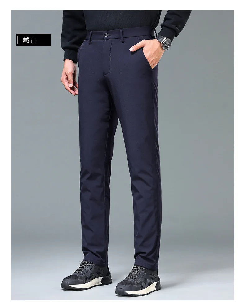 Men's Winter Formal Down Pants Goose Feather Warm Trousers Business Suit Pants for Man  calca termica masculina inverno PT-597