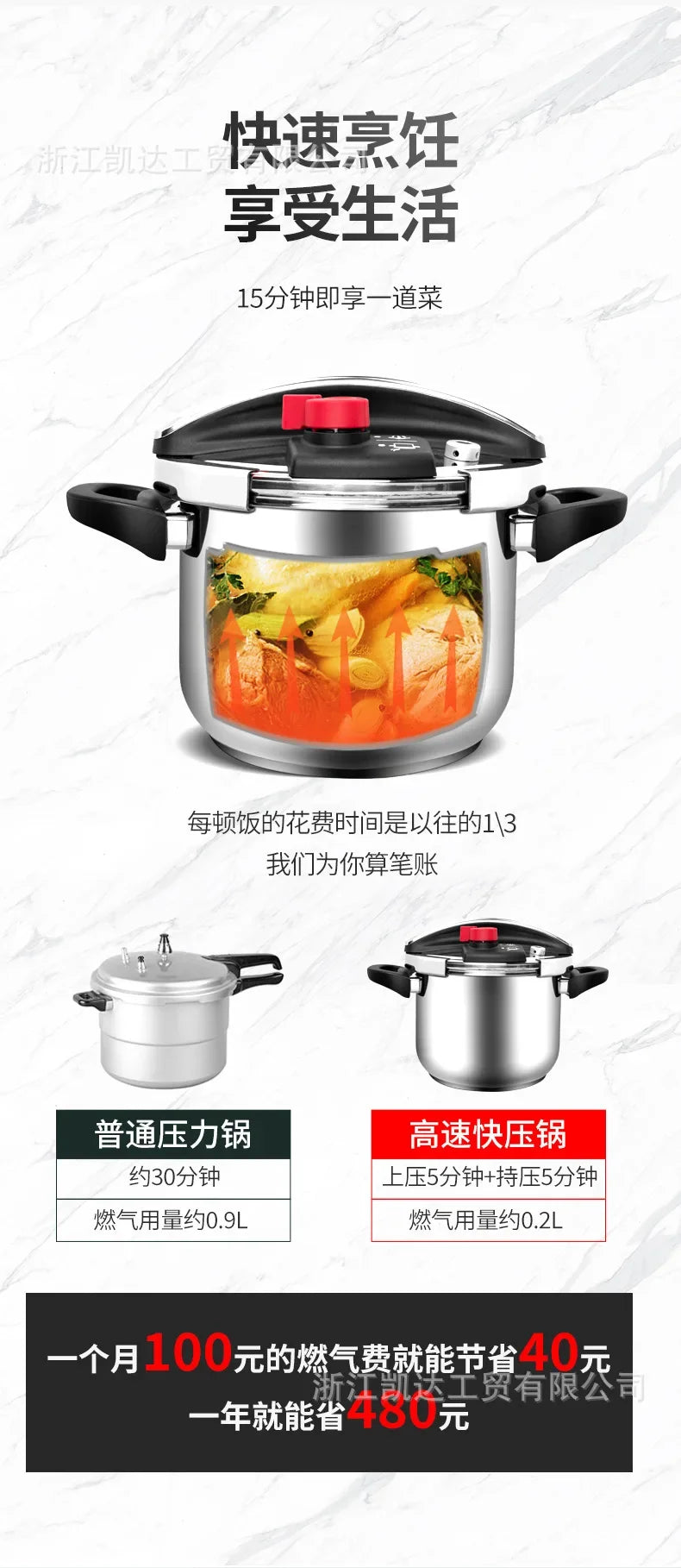 MOEYE 4/6L Pressure Cooker Multifunctional Pressure-Limited Explosion-proof Pressure Cooker Stainless Steel Kitchen Pressure Pot.