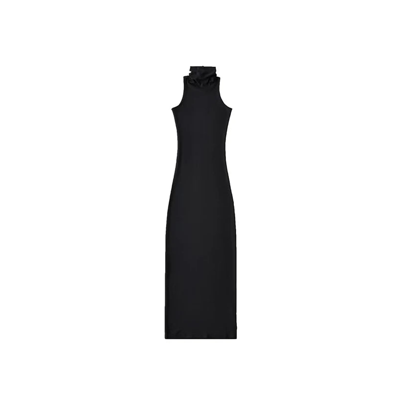 Rot Dünne Sexy Rollkragen Midi Kleid Frauen Abend Party Damen Elastische Hüfte Wrap Elegante Bodycon Kleider Y2k Kleidung.