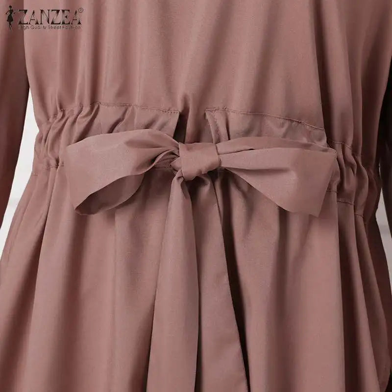 ZANZEA Muslim Women Matching Sets Long Sleeve Solid Color Tops And Loose Pant Suits Elegant Fashion Casual Tracksuit Kaftan 2025.