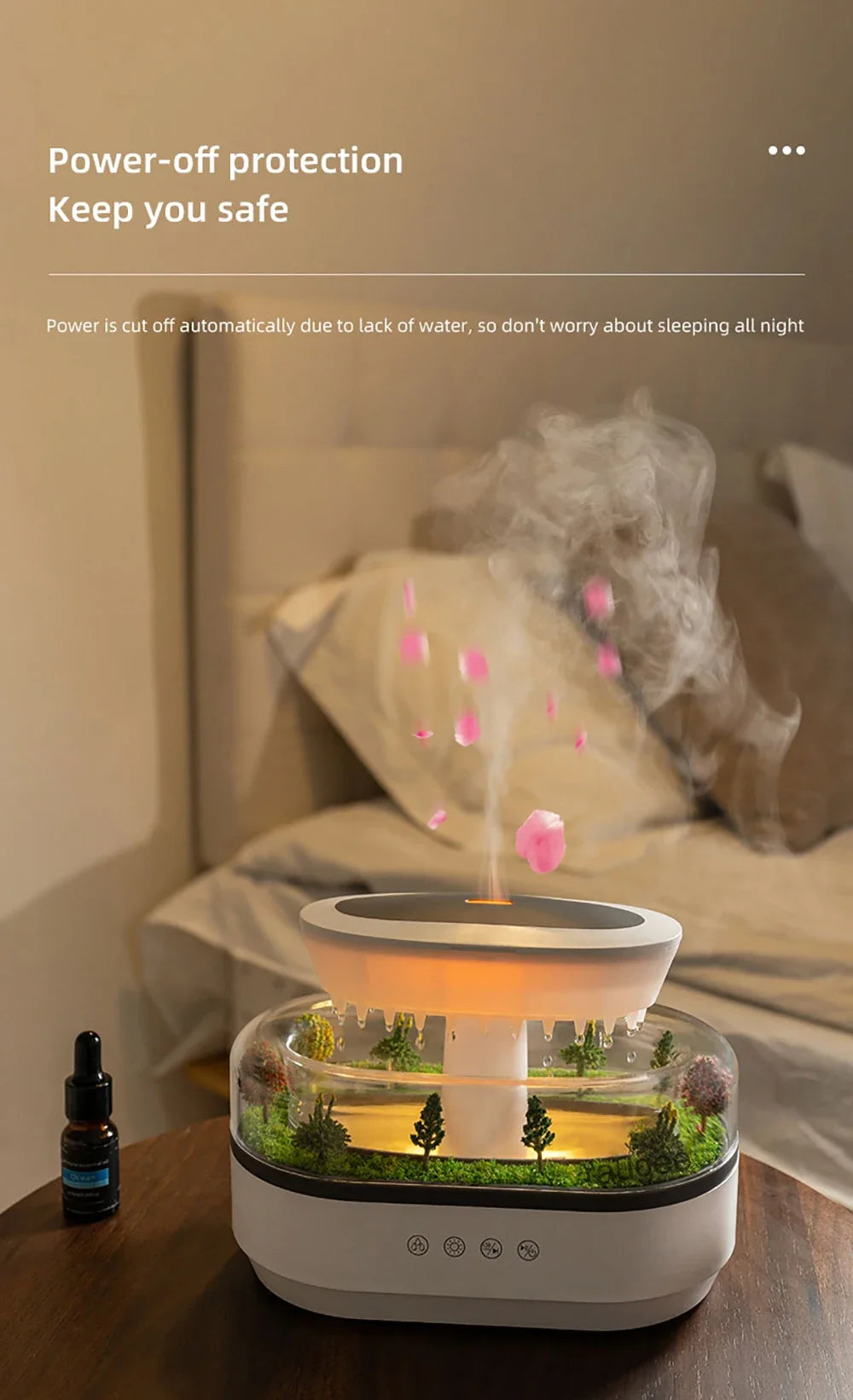 New Aroma Humidifier Raindrop Air Humidifier Colorful Atmosphere Light White Noise Music Essemtial Home Oil Fragrance Diffuser.