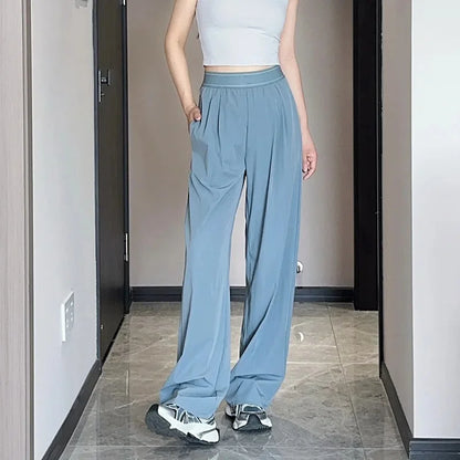 High Waist Yoga Pants Women's Sporty Lightweight Loose Straight Leg Quick Dry Comfortable Fit Casual Trousers.