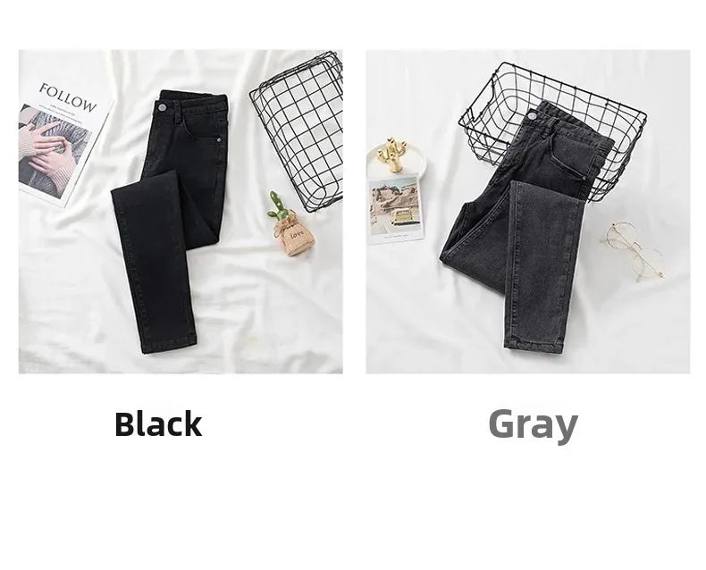 High Waist Slim Fit Jeans Women's Spring Summer Autumn Fashionable Nine Points Elasticity Pencil Pants Tightening And Lengthenin.
