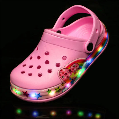 Summer Baby Girls Led Light Sandals Cute Cartoon Children's Casual Shoes Anti-slip Kids Beach Shoes Outdoor Shoes.