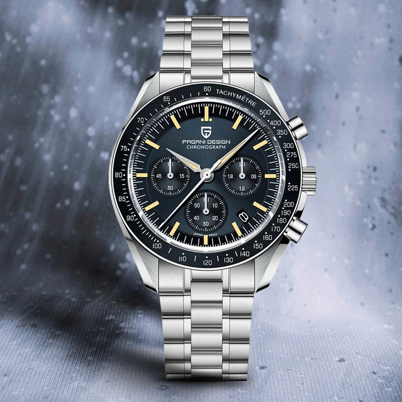 PAGANI DESIGN 2025 New Moon Watch Retro Luxury Quartz Watches For Men Stainless steel Luminous waterproof Sport Chronograph Man.