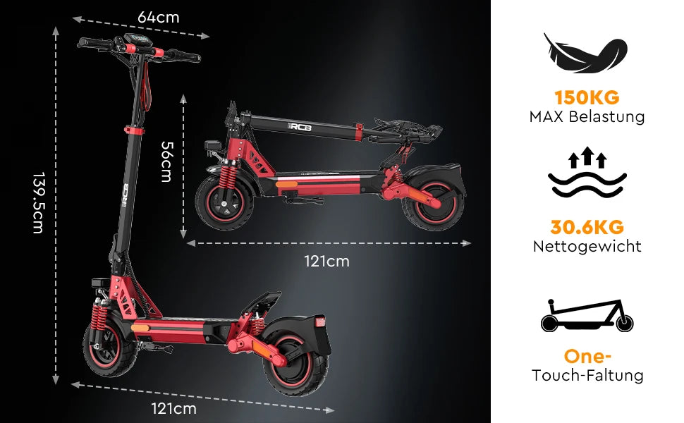 RCB Electric Scooter D5/D5 PRO ABE (premium version), NFC/Indicator/APP, 500W Motor Peak 1600, 10" Commuting E Scooter for Adult.
