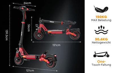 RCB Electric Scooter D5/D5 PRO ABE (premium version), NFC/Indicator/APP, 500W Motor Peak 1600, 10" Commuting E Scooter for Adult.