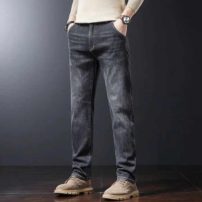 Autumn Winter Men's Fashion Casual Stretch Straight-leg  Jeans Men Streetwear Denim Jogger Pants Men Baggy Harem Jean Trousers