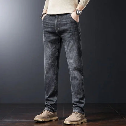 Autumn Winter Men's Fashion Casual Stretch Straight-leg  Jeans Men Streetwear Denim Jogger Pants Men Baggy Harem Jean Trousers