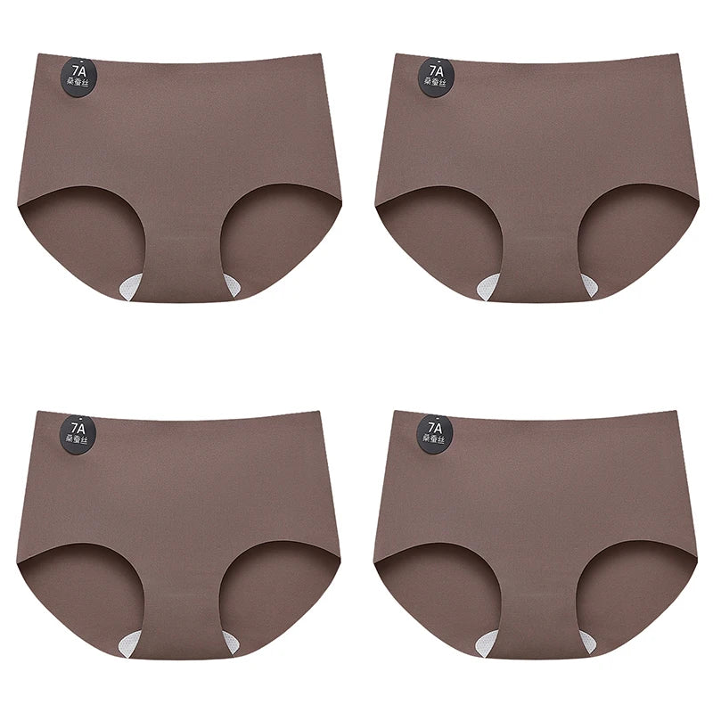 FalllSweet 4PCS Seamless Panties for Woman Ice Silk Underwear Soft Thin Briefs Women's Underpants Fashion Sexy Female Lingerie.