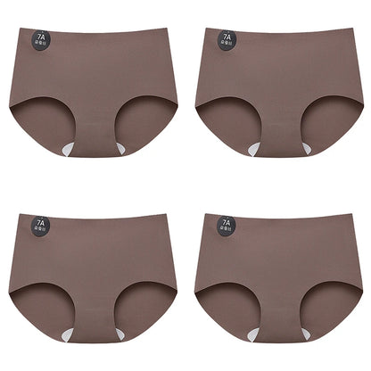 FalllSweet 4PCS Seamless Panties for Woman Ice Silk Underwear Soft Thin Briefs Women's Underpants Fashion Sexy Female Lingerie.