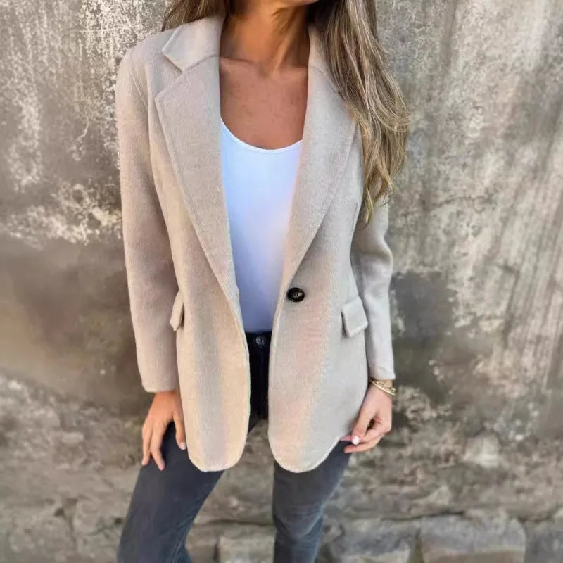 2025 neue Mode Herbst und Winter frauen Mäntel und Jacken Casual Button-Down Einfarbig Wolle Blazer frauen Kleidung.