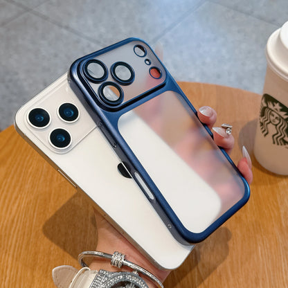 Matte Transparent Phone Case For iPhone 17 Pro Max 17 Pro Plating Frame Lens Film Protection Anti-fall PC Hard Clear Phone Cover.