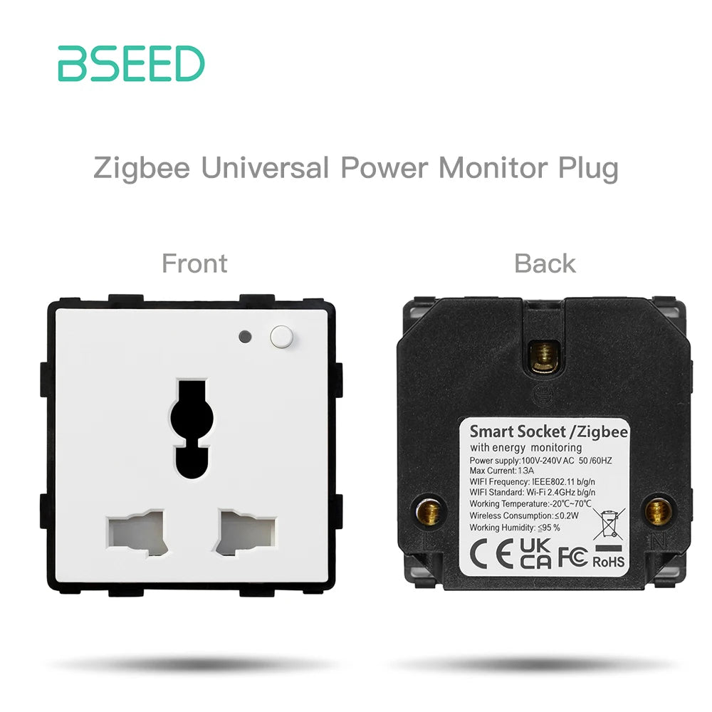 BSEED Zigbee EU/FR/UK/Universal Smart Steckdose Stecker Funktion Teile Mit Power Monitor Glas Rahmen DIY Teile Kostenlose Kombinieren