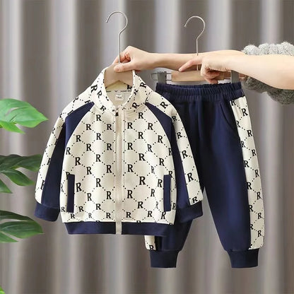 2-10Years Baby Boys Clothing Sets Spring Autumn Cotton Fashion Children Patchwork Jacket + Pants 2pcs Suit Kids Tracksuit.