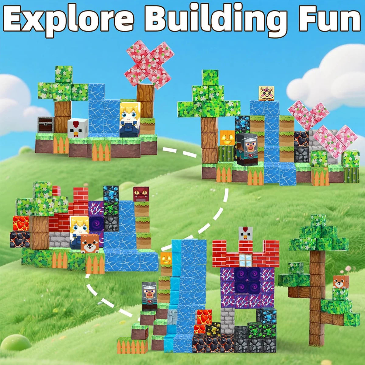 Magnetic Building Blocks Magnet Cube Set STEM Montessori Sensory Toy for Kids Boys Girls Ages 3+ DIY Model Children.