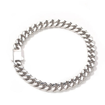 316 Stainless Steel Plated 18k Gold Fashion 8.10.12mm Encrypted Cuban Chain Miami Rap Hip Hop Men's Bracelet Accessory.