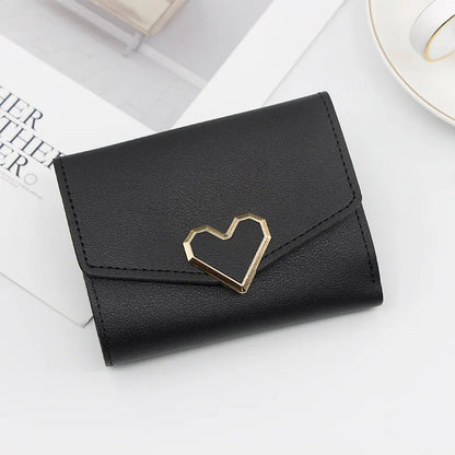 Korean version women wallet short heart-shaped three fold women's wallet multi card slot card bag zero wallet  purses for women