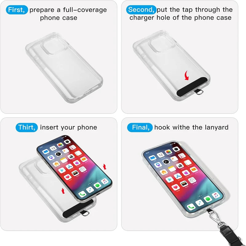 Universal Mobile Phone Lanyard Straps Gasket Anti-lost Nylon Detachable Phone Hanging Cord Patch Replacement Sling Tether Pad.