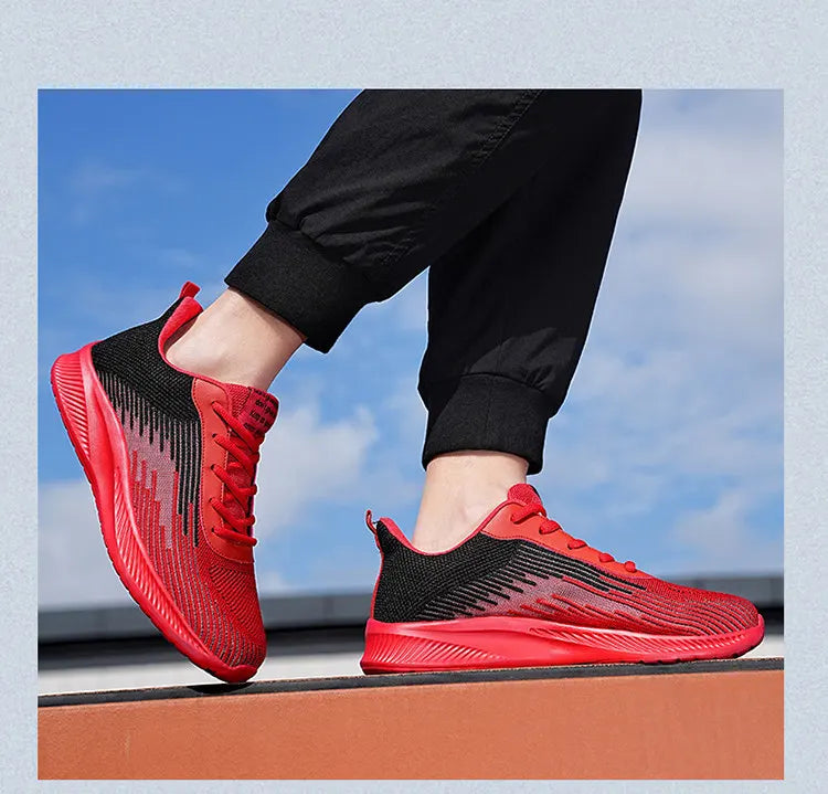 Summer Hot Sale Red Mesh Men Running Sneakers Big Size 47 Light Breathable Women Training Shoes Non-slip Sport Shoes for Man.