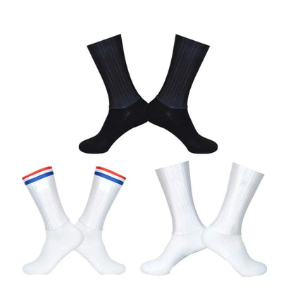 Anti Slip Silicone Summer Aero Socks Whiteline Cycling Socks Men Bicycle Sport Running Bike Socks Calcetines Ciclismo.