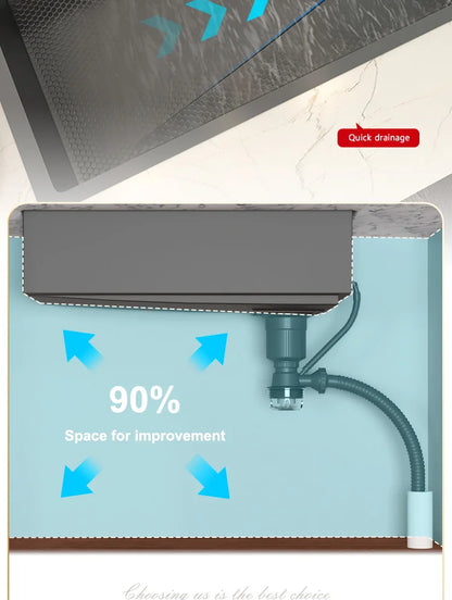 Wasserfall-Küchenspüle aus Edelstahl, multifunktional, groß, Einzelschlitz, Geschirrspülbecken, Küchenrenovierung