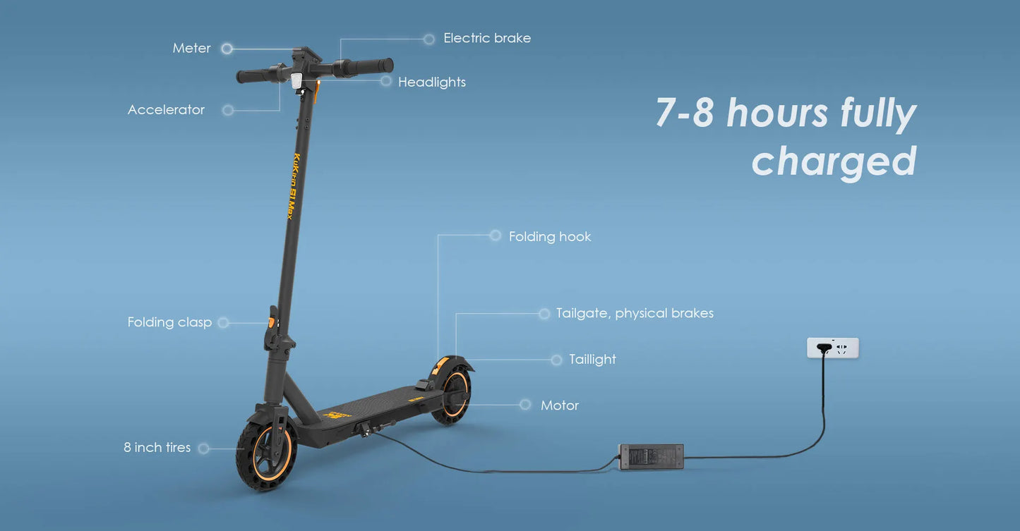 KuKirin S1 Max EU STOCK 2025 New Electric Scooters 350W Motor 36V 10.4Ah Battery 8 inch Tire 39km Max Range Foldable E-Scooters.