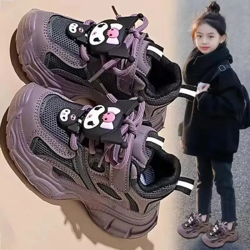 Kuromi Girl Shoe Spring Autumn Sanrios New Anime Figure Mesh Cloth Kawaii Cartoon Child Resistant To Dirt Sneakers Breathable.