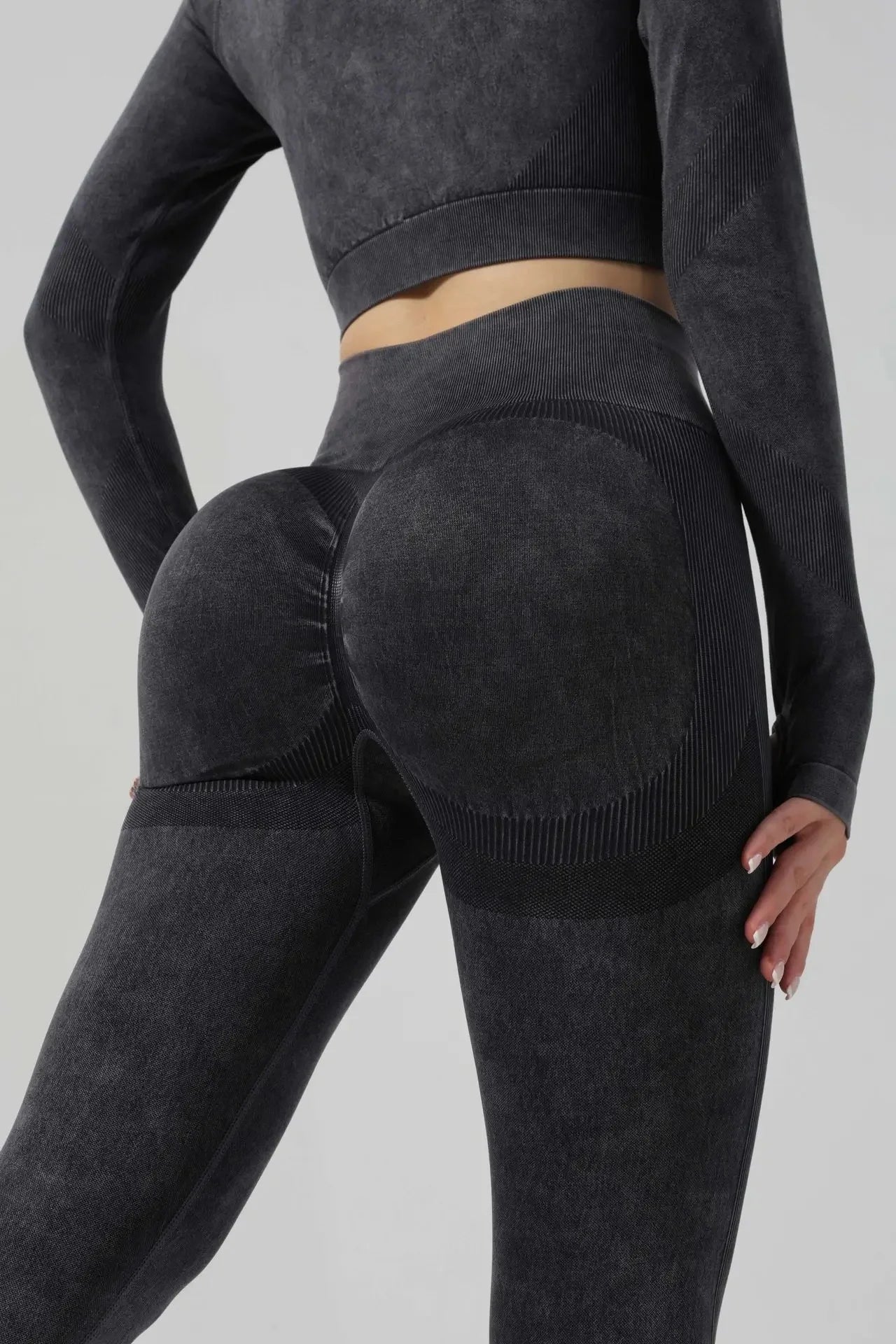 High Waist Yoga Pants Sand Washed Seamless Peach Butt Fitness Sportswear Tight Long Trousers for Women Autumn Season
