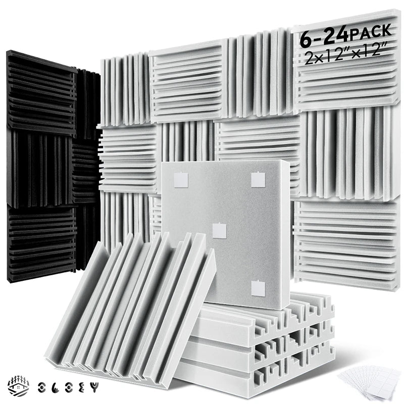 Sound Absorbing Equipment 6/12/24 Pcs, Home Music Noise Isolation Wall Panel, Broadband Acoustic Panels Soundproof Foam Padding