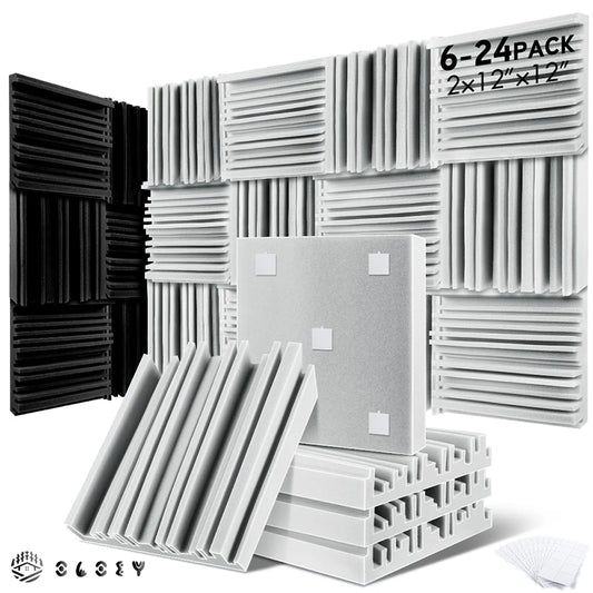 Sound Absorbing Equipment 6/12/24 Pcs, Home Music Noise Isolation Wall Panel, Broadband Acoustic Panels Soundproof Foam Padding