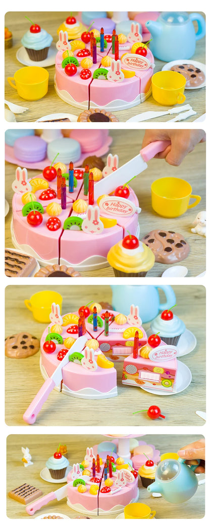 Girl Toy Cake DIY Minature Food Simulation Pretend Play Kitchen Set Tea Kid Cut Game Education Children Toys For 3 Year Birthday.