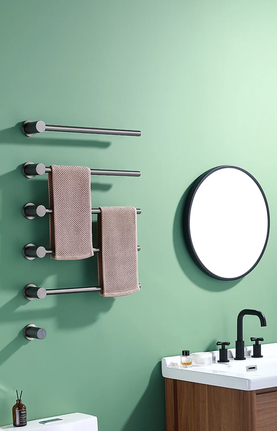 Bathroom Electric Heated Towel Rail Warmer Digital Display Temperature Time Control Smart Home Concealed Bar 304 Stainless Steel.