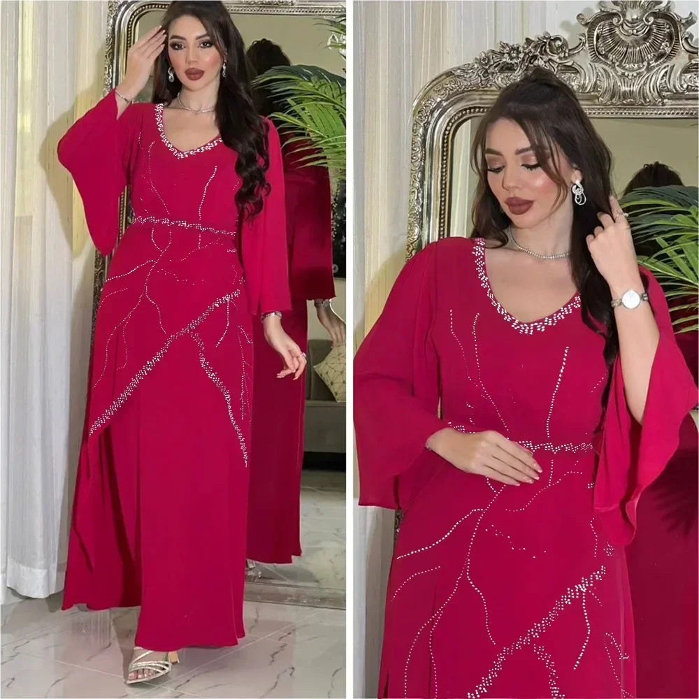 Diamanten Abayas für Frauen Muslimischen Abend Party Kleid Islam Kleidung Arabische Robe Saudi Kleid Marocain Kaftan Dubai Jalabiya Djellaba.