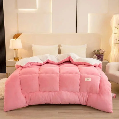 Winter Quilt Blanket Double Sided Velvet Lamb Cashmere Double Bed Quilts King Queen Full Size Bed Duvet Thicken Comforter Core