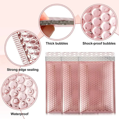 50Pcs Bubble Mailer Shipping Bag Multi Color Holographic Small Business Supplies Metal Bubble Mailer Bags Envelope Mailing.