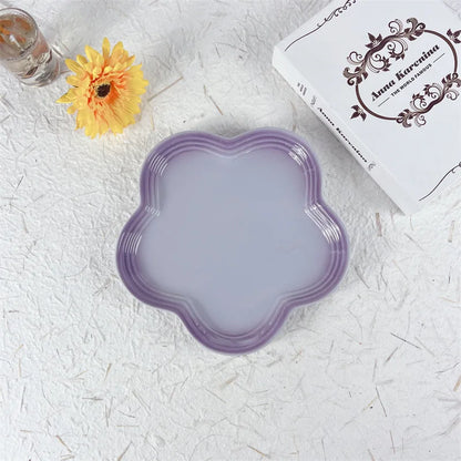 Plum Blossom Plate Flower Shaped Flower Plate Fruit Plate Solid Color Fashion Home Plum Blossom Plate