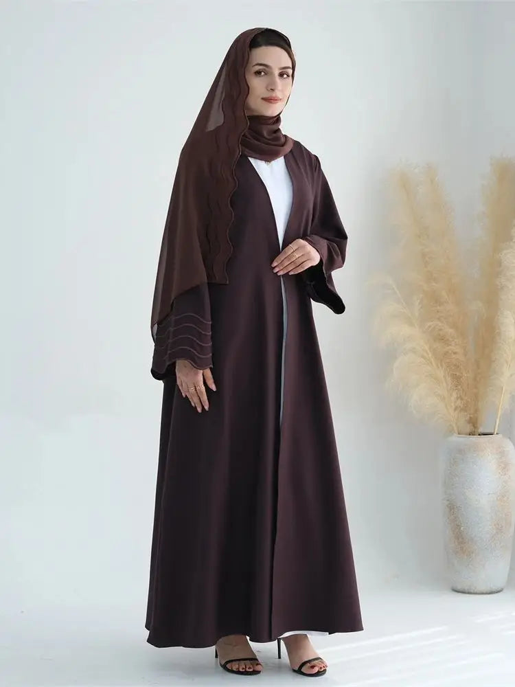 Ramadan Eid Women Coffee Dubai Khimar Abaya Damen Muslim Kimono Hijab Dress Set Kebaya Kaftan Djellaba Robe Femme Musulmane.