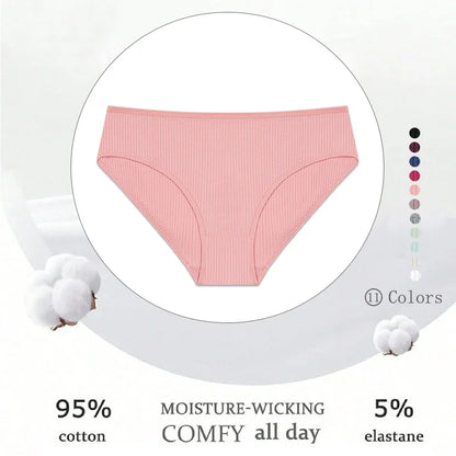 5PCS Women's Cotton Panties Sexy Low Waist Briefs Striped Underpants Female Comfortable Stretch Lingerie Ladies Soft Underwear.