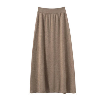 Pure cashmere half skirt, A-line loose, hip-hugging, high-end and exquisite long knitted hip-hugging skirt for autumn and winter