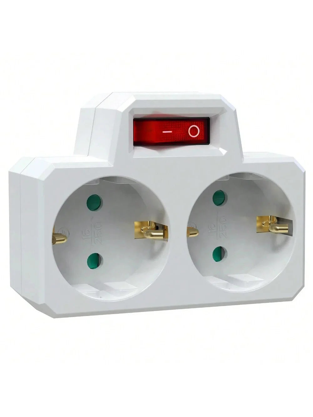 Doppelsteckdosenadapter mit EIN/AUS-Schalter, europäischer deutscher Standard, Wandstecker, Steckdose, Stromkonverter für Zuhause.