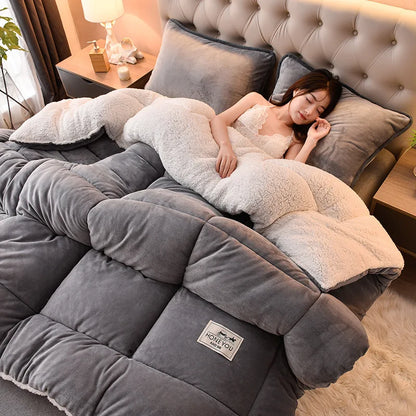 Household Thickened Warm Quilt Core Milk Double-sided Velvet Lamb Wool Autumn Winter Blanket Warm Double-sided Velvet Core