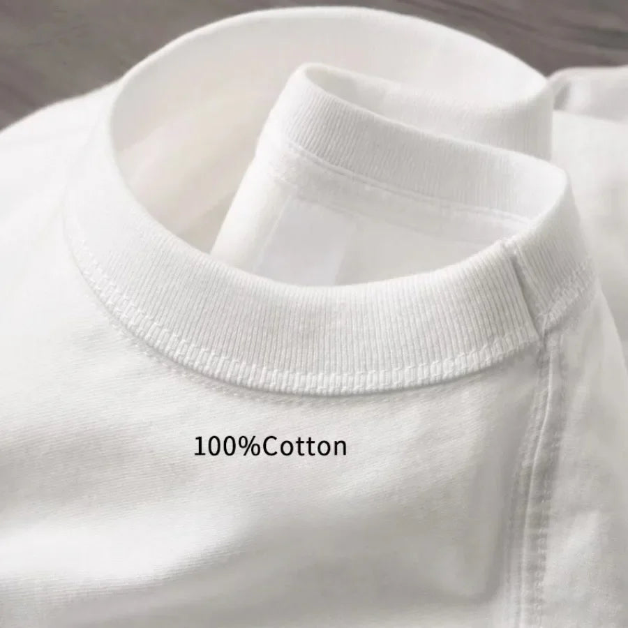 400gsm High Qualtity Oversized Heavy Weight T-shirt for Men Short Sleeve Tee Cotton Solid Color Trend Leisure Streetwear Large.