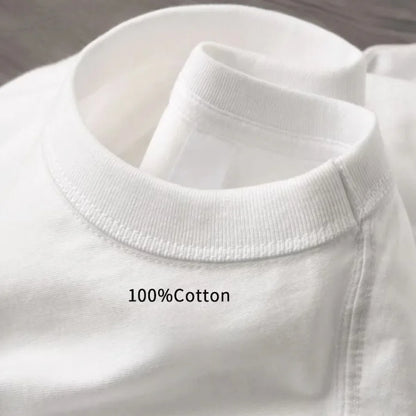 400gsm High Qualtity Oversized Heavy Weight T-shirt for Men Short Sleeve Tee Cotton Solid Color Trend Leisure Streetwear Large.