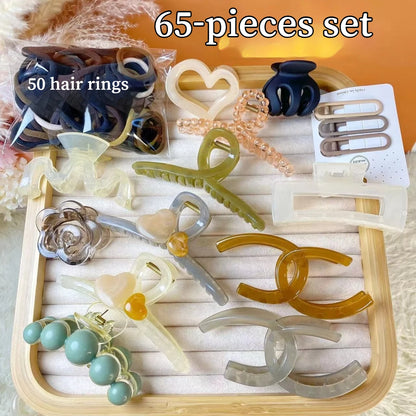 New 8-137PCS Set Hair Clip Combination Women Hair Accessories Grab Clip Hair Band Temperament Hairclip High Ponytail Headband.