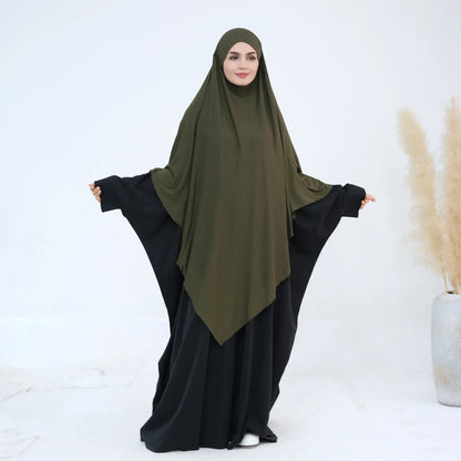 Extra Long Khimar Hijab Scarf Jersey Cotton Muslim Prayer Clothes Islamic Jilbab Khimars for Women Hijabs Veil Niqab Ramadan Eid