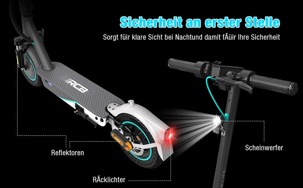 RCB EV10K PRO ABE Electric Scooter, App Control, 10'' Foldable 400W Electric Scooter Adults, E-Scooter with Dual shock absorbers.