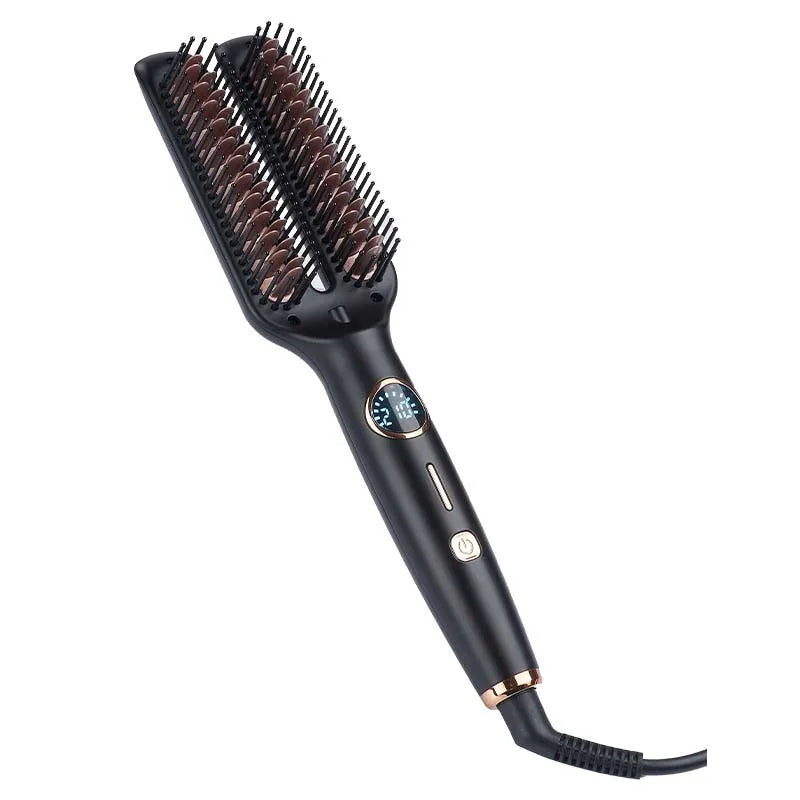 Professional Iron Straight Hair Hot Comb Double Heating Plate Ceramic Fast Heating Straightener Comb Electric Brush Straightener.