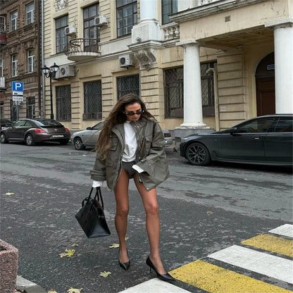 Damenjacken Vintage-Revers-Reißverschluss, große Taschen, Reißverschluss, volle Ärmel, Mäntel, Dame, 2025, modische neue Damen-Winterjacken, Oberbekleidung