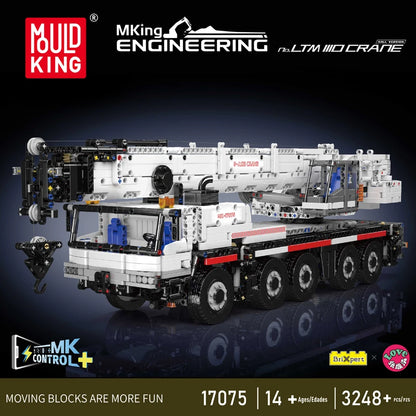 Mould King 17075 Technical Car Toys The RC Motorized LTM 1110 Crane Building Block Heavy-Duty Truck Brick Kids Christmas Gift.